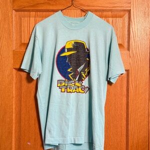 Vintage Dick Tracy Screen Stars Blue Short Sleeve Tee Retro Graphic